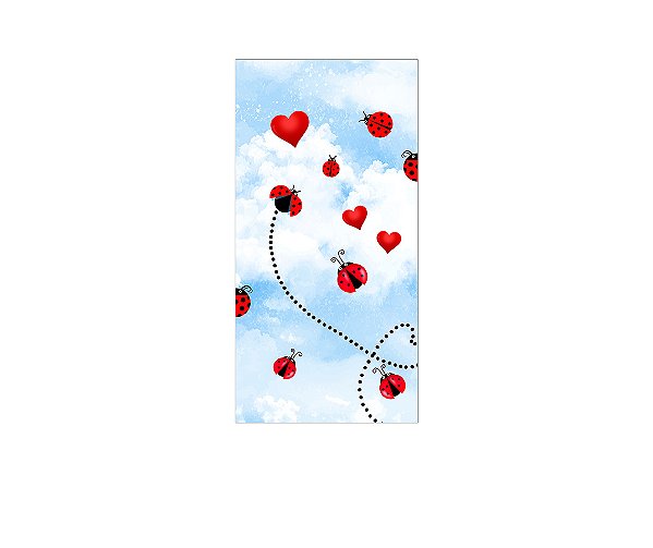 Painel De Festa Vertical 1,00 x 2,00 - Joaninhas Cute Céu Azul 003