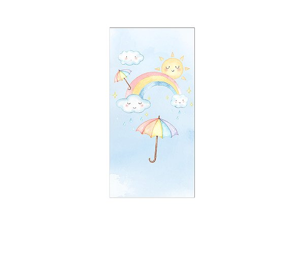 Painel De Festa Vertical 1,00 x 2,00 - Chuva de Amor Sol e Nuvens Aquarela 011