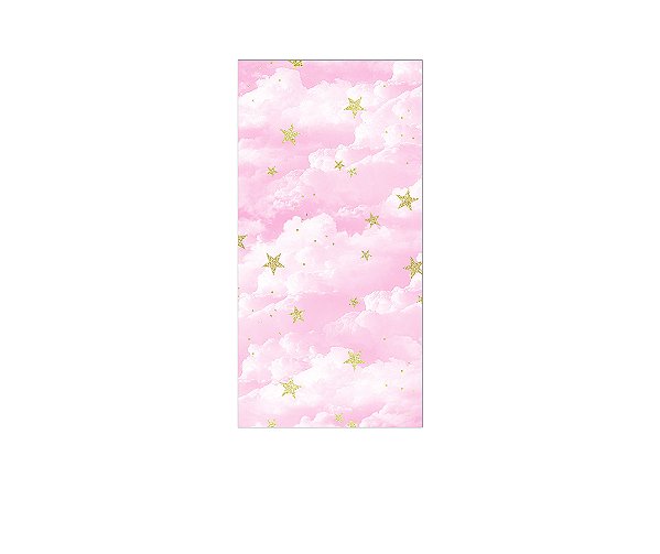 Painel De Festa Vertical 1,00 x 2,00 - Nuvens e Estrelas Rosa 017