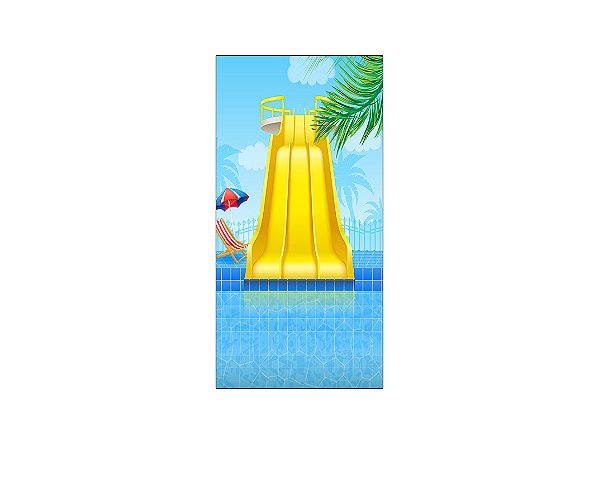 Painel De Festa Vertical 1,00 x 2,00 - Pool Party Tobogã Amarelo 006