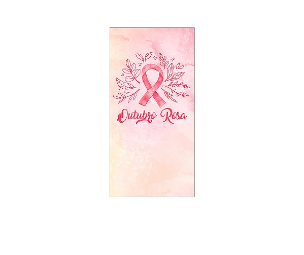 Painel De Festa Vertical 1,00 x 2,00 - Outubro Rosa Folhagens Aquarela 011