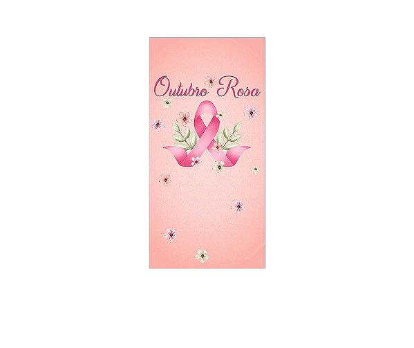 Painel De Festa Vertical 1,00 x 2,00 - Outubro Rosa com Flores Aquarela 021