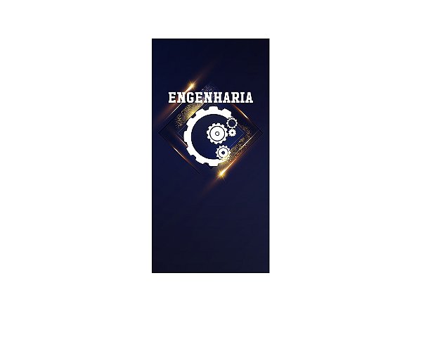 Painel De Festa Vertical 1,00 x 2,00 - Engenharia Azul e Dourado 018