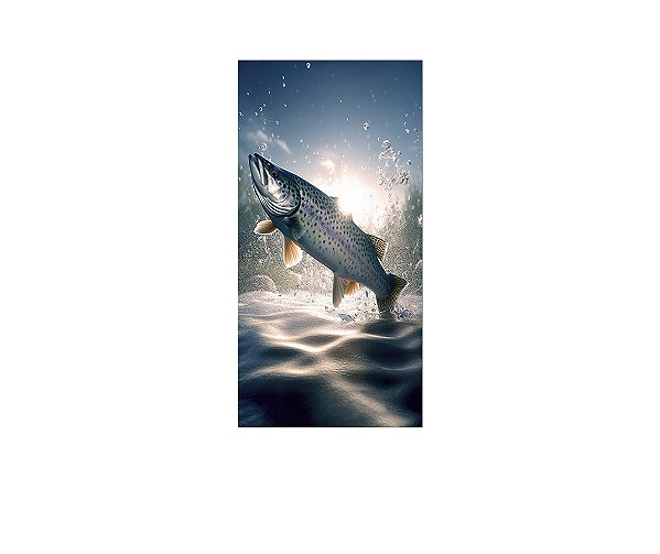 Painel De Festa Vertical 1,00 x 2,00 - Pescaria Peixe Pulando na Água 034
