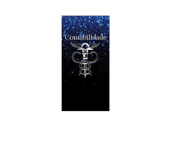 Painel De Festa Vertical 1,00 x 2,00 -  Profissão Contabilidade Efeito Glitter Azul 038