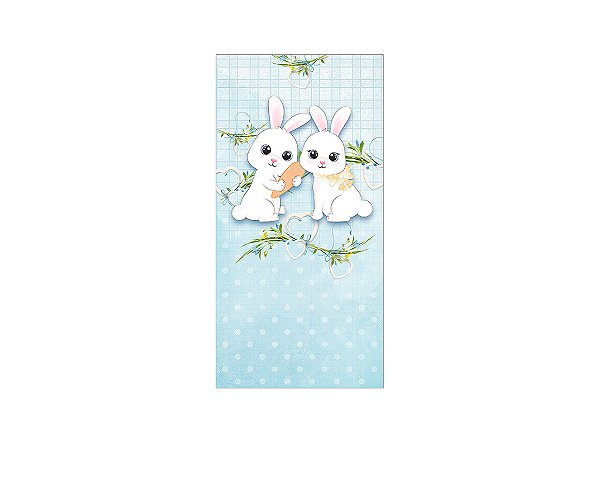 Painel De Festa Vertical 1,00 x 2,00 - Páscoa Azul Coelhinhos 003