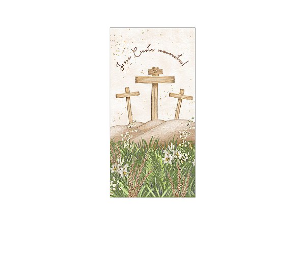 Painel De Festa Vertical 1,00 x 2,00 - Páscoa Jesus Cristo ele Vive 015
