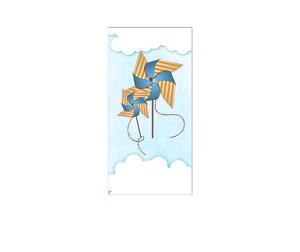Painel De Festa Vertical 1,00 x 2,00 - Cataventos Azul e Laranja 002
