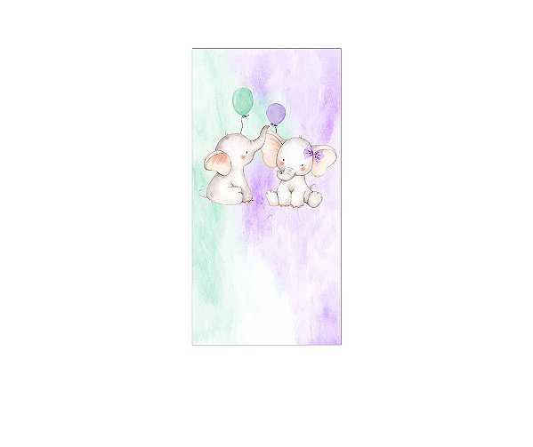 Painel De Festa Vertical 1,00 x 2,00 - Elefante Chá de Revelação Verde e Roxo 017
