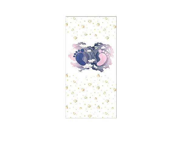 Painel De Festa Vertical 1,00 x 2,00 - Revelação Pezinhos Rosa e Azul 034