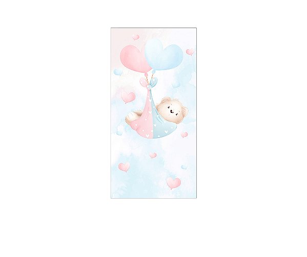 Painel De Festa Vertical 1,00 x 2,00 - Chá Revelação Aquarela Ursinhos 053