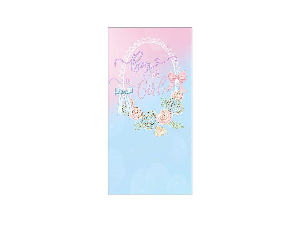 Painel De Festa Vertical 1,00 x 2,00 -  Ursinhos Revelação Flores 055