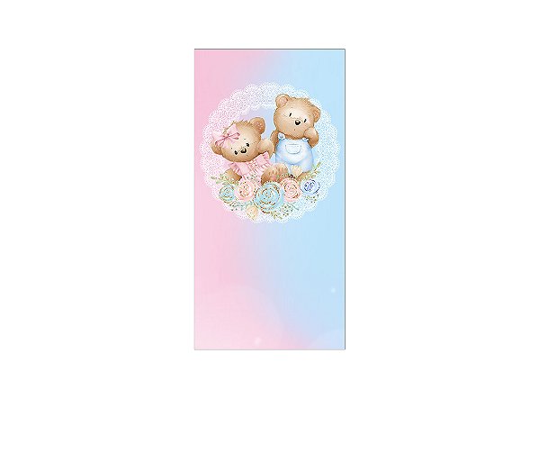 Painel De Festa Vertical 1,00 x 2,00 - Ursinhos Cute Azul e Rosa Revelação 056