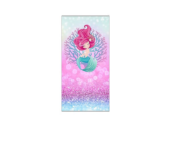 Painel De Festa Vertical 1,00 x 2,00 - Efeito Glitter Sereia Corais 002