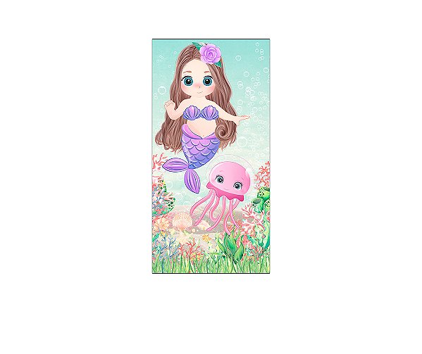 Painel De Festa Vertical 1,00 x 2,00 - Sereia Baby 003