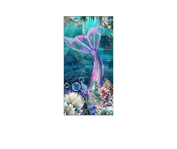 Painel De Festa Vertical 1,00 x 2,00 - Sereia Cauda Realista 009