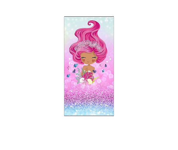 Painel De Festa Vertical 1,00 x 2,00 - Sereia Corais Cute 012