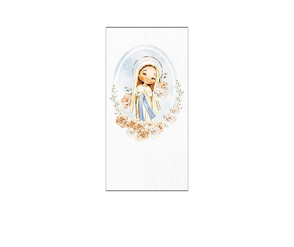 Painel De Festa Vertical 1,00 x 2,00 - Nossa Senhora de Lourdes Branco Floral 033