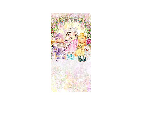 Painel De Festa Vertical 1,00 x 2,00 - Jardim de Bonecas Aquarela 002