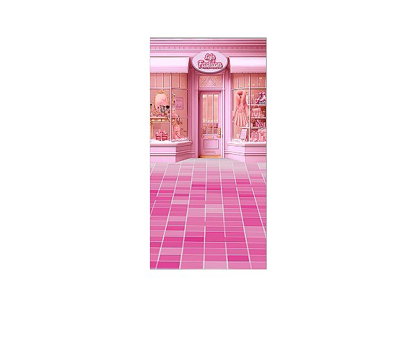 Painel De Festa Vertical 1,00 x 2,00 - Fachada Loja de Boneca Rosa 004
