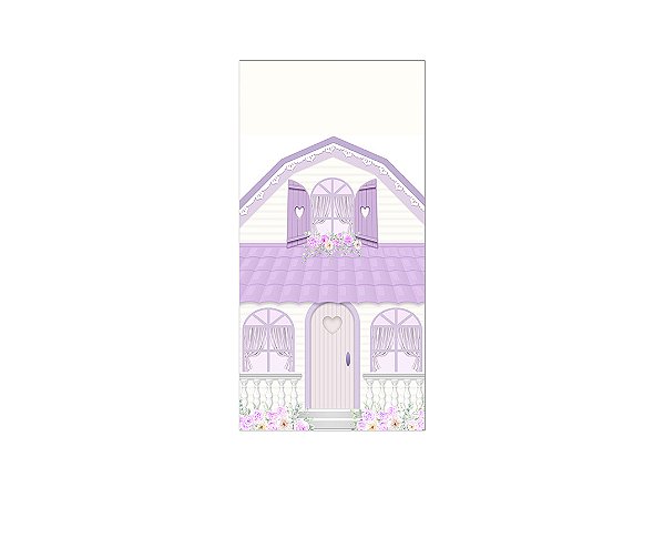 Painel De Festa Vertical 1,00 x 2,00 - Casinha de Bonecas Lilás 009