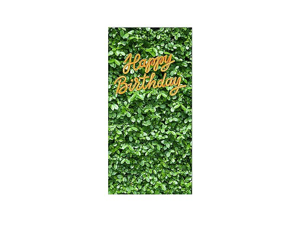 Painel De Festa Vertical 1,00 x 2,00 - Efeito Muro Inglês Claro Happy Birthday 018