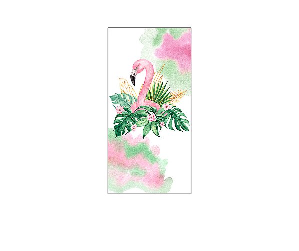 Painel De Festa Vertical 1,00 x 2,00 -  Flamingo Aquarela Rosa 007