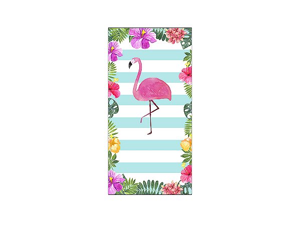 Painel De Festa Vertical 1,00 x 2,00 - Desenho Flamingo Tropical 010
