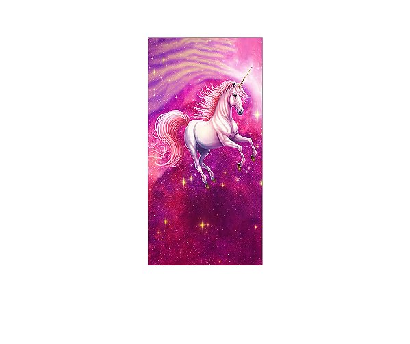 Painel De Festa Vertical 1,00 x 2,00 - Unicórnio Pink Efeito Glitter 009