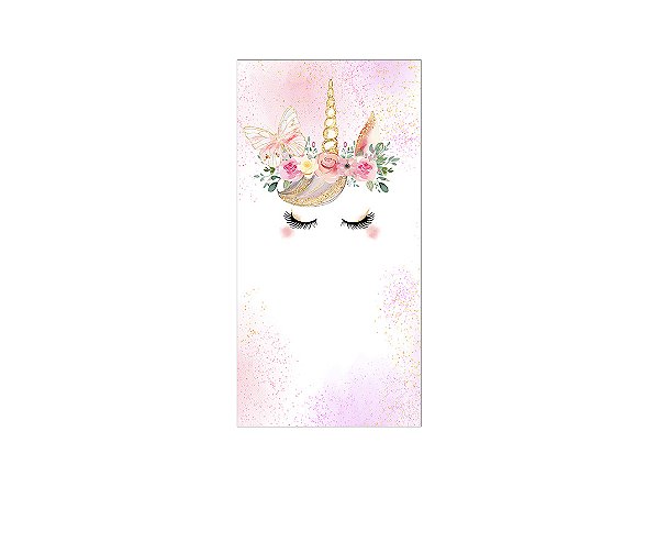 Painel De Festa Vertical 1,00 x 2,00 - Unicórnio Floral Aquarela 012