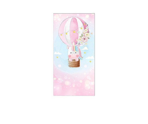 Painel De Festa Vertical 1,00 x 2,00 - Unicórnio Cute Rosa 016