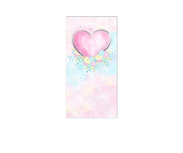 Painel De Festa Vertical 1,00 x 2,00 - Unicórnio Azul e Rosa Aquarela 018