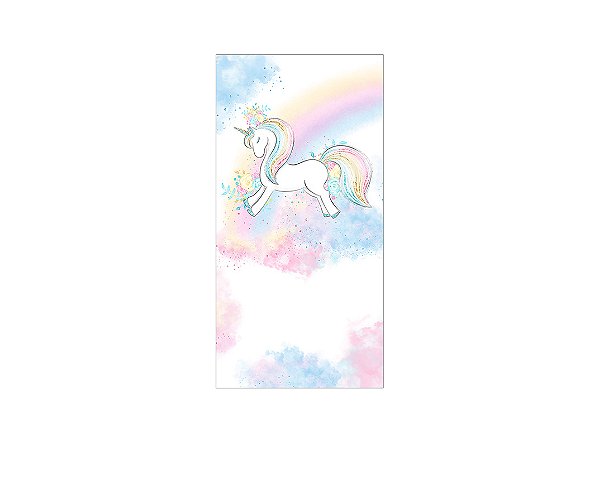 Painel De Festa Vertical 1,00 x 2,00 - Unicórnio Azul e Rosa Efeito Glitter 019