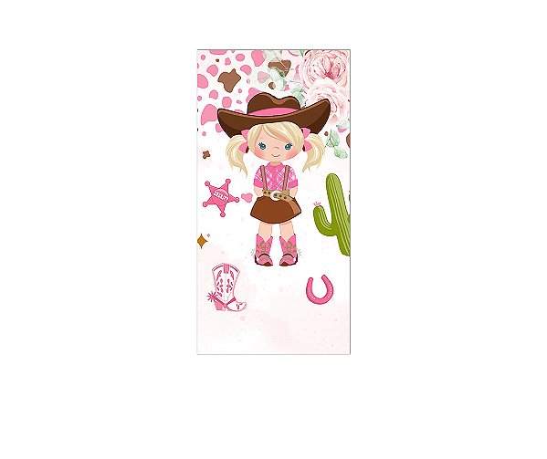 Painel De Festa Vertical 1,00 x 2,00 - Boiadeira Cute Floral 023