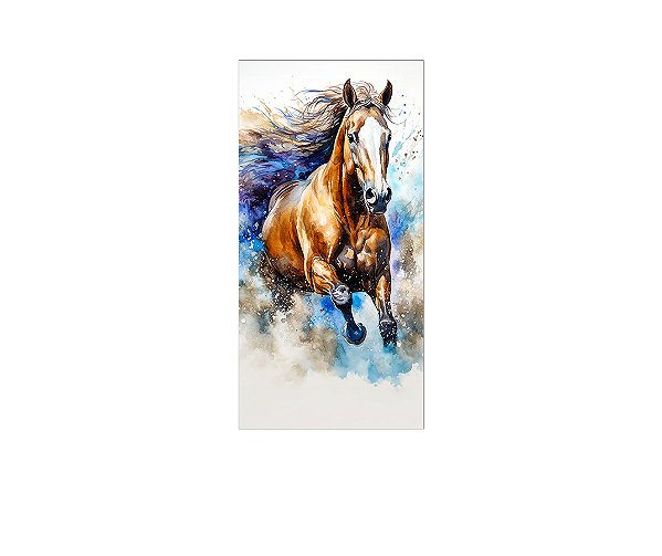 Painel De Festa Vertical 1,00 x 2,00 - Cavalo Aquarela Azul 028