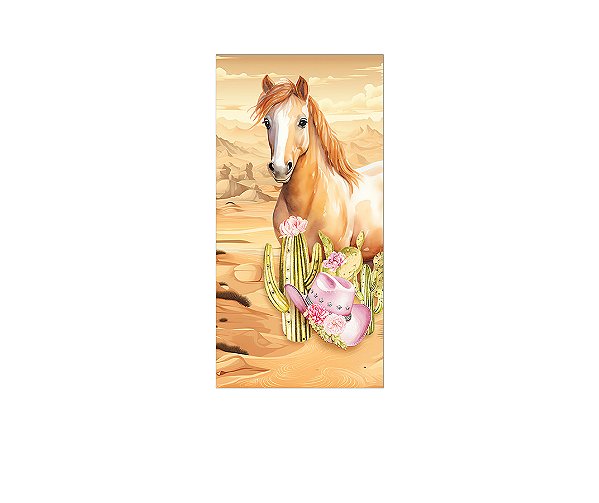 Painel De Festa Vertical 1,00 x 2,00 - Cavalo Boiadeira Aquarela 031