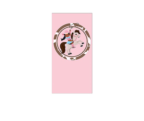 Painel De Festa Vertical 1,00 x 2,00 - Boiadeira e Cavalo Cute Rosa e Marrom 041