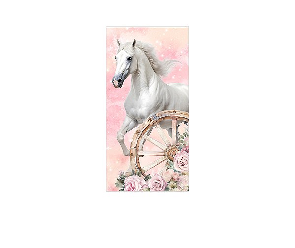 Painel De Festa Vertical 1,00 x 2,00 - Cavalo Floral Rosa 047