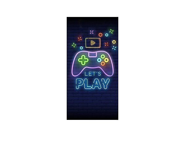 Painel De Festa Vertical 1,00 x 2,00 -  Let's Play Efeito Neon Game 019