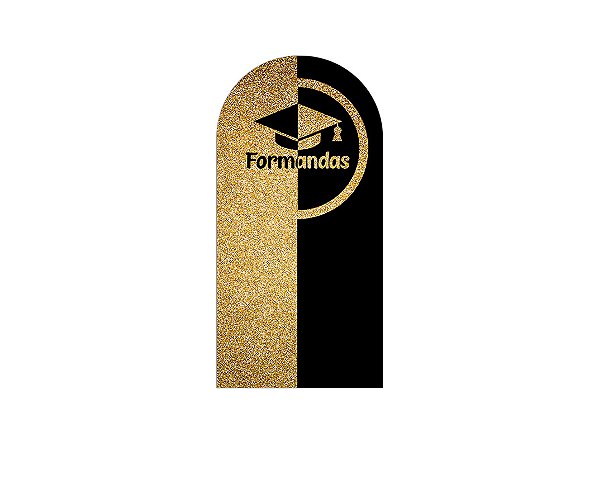 Painel De Festa Romano 1,00x2,00- Formandas Preto e Dourada 028
