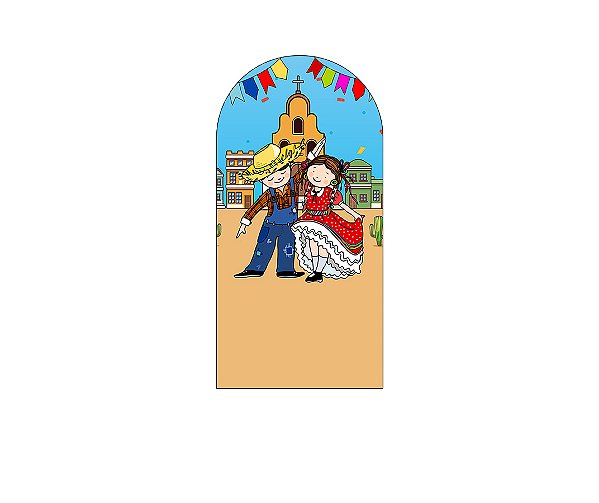 Painel De Festa Romano 1,00x2,00- Festa Junina Casal na Cidadezinha 015