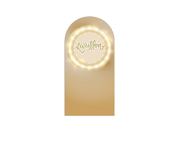 Painel De Festa Romano 1,00x2,00- Reveillon Bege e Dourado 017