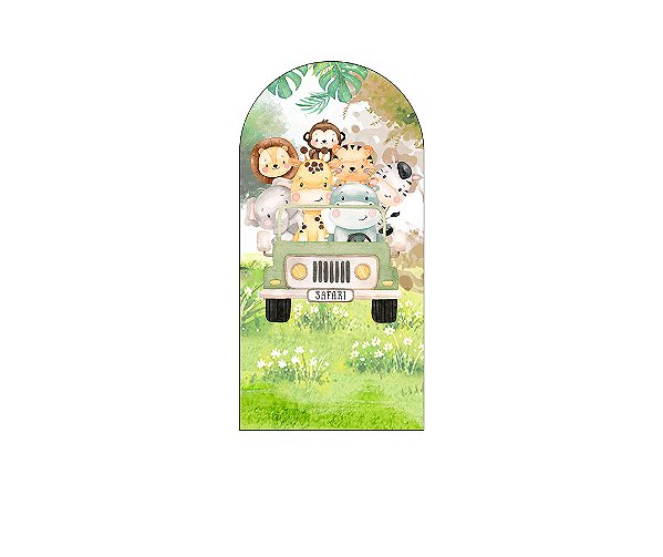 Painel De Festa Romano 1,00x2,00- Safari Animais no Bosque 006