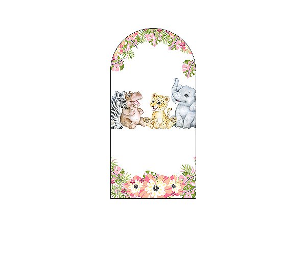 Painel De Festa Romano 1,00x2,00- Animais Safari Florido 007