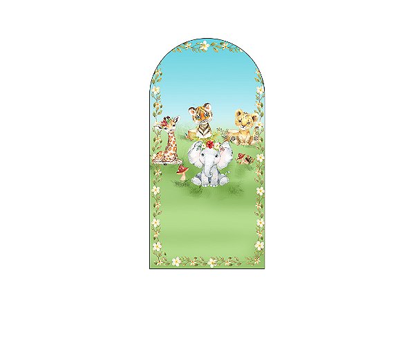 Painel De Festa Romano 1,00x2,00- Safari Cute Florido 034