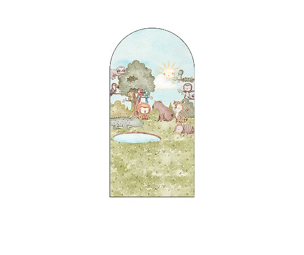 Painel De Festa Romano 1,00x2,00- Fauna Brasileira Capivara Aquarela 045