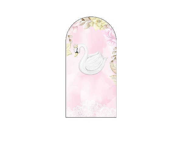 Painel De Festa Romano 1,00x2,00- Safari Cisne Floral Rosa 067