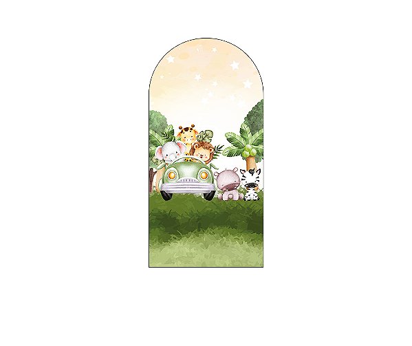 Painel De Festa Romano 1,00x2,00- Safari Aquarela Clean 084