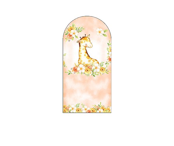 Painel De Festa Romano 1,00x2,00- Safari Girafinha Floral 100