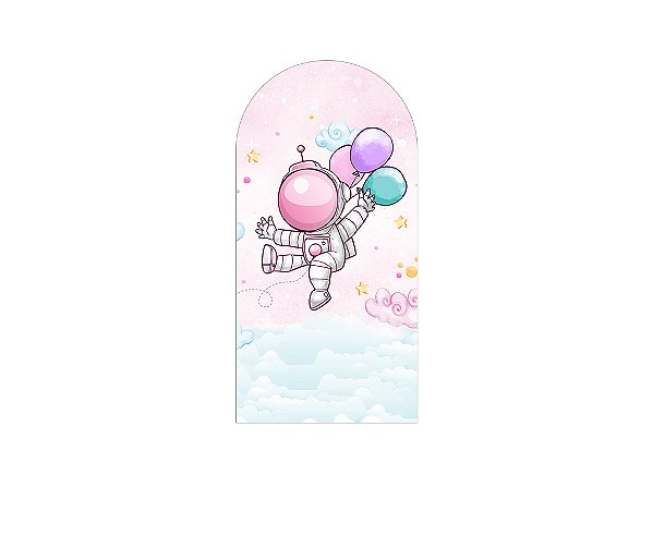 Painel De Festa Romano 1,00x2,00- Astronauta Rosa 009